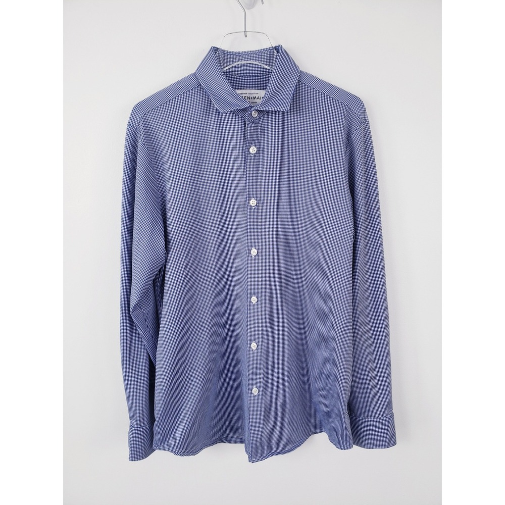 Mizzen+Main Spinnaker Collection Gingham Button Down Shirt Blue Large Trim Fit